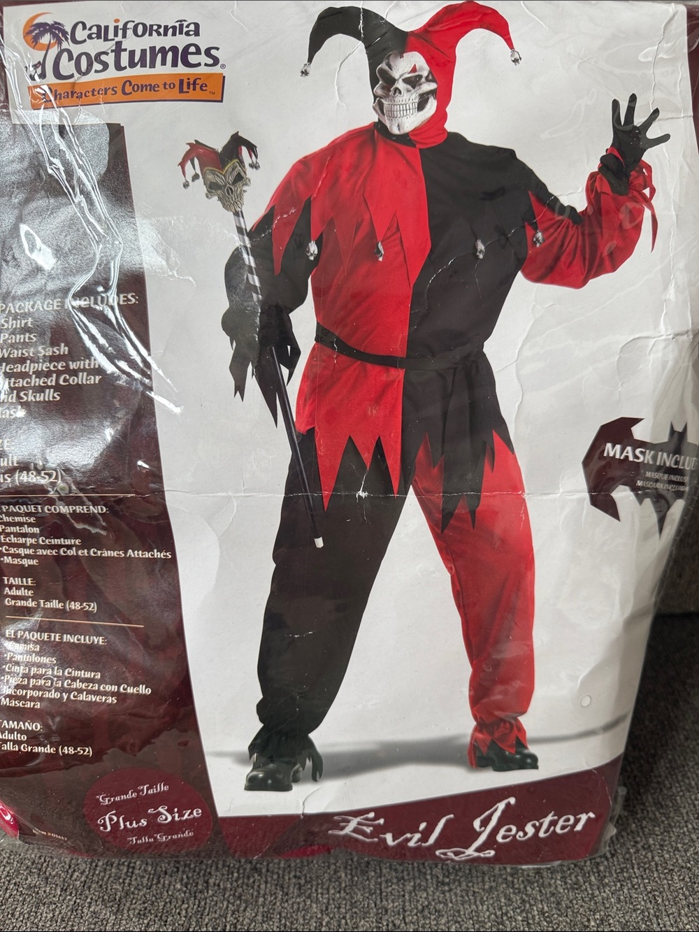 Evil Jester Halloween Costume Adult Plus Size (XL) California Costumes - Picture 2 of 16